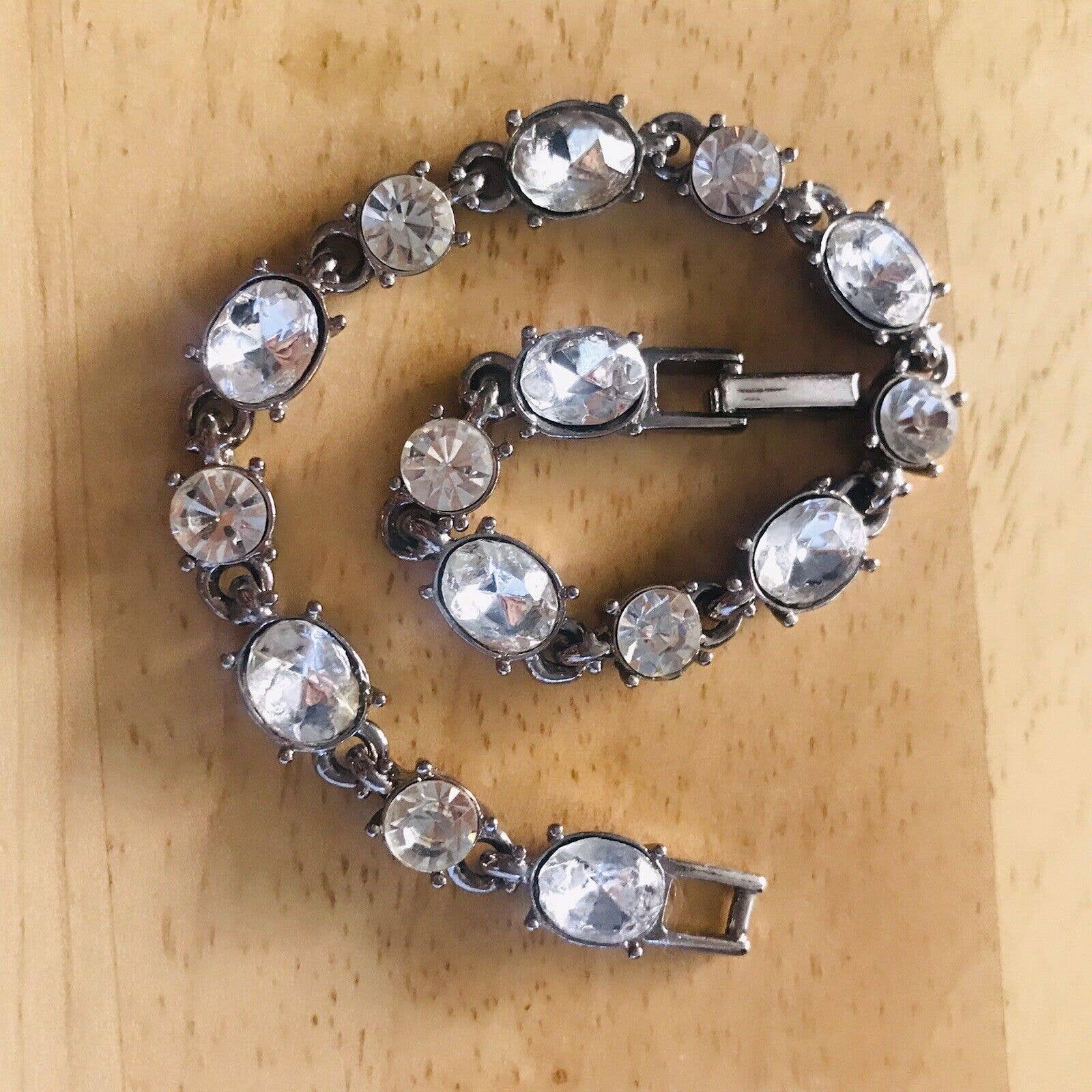 Silver Tone Rhinestone Tennis Bracelet Liz Claiborne Bracelet 7